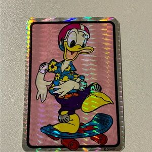 Donald Duck Holographic Skateboard Sticker - Pink Background